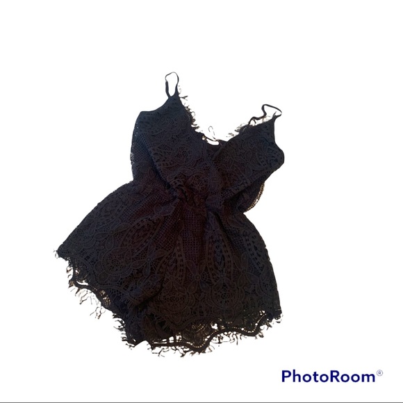 🌻 San Joy lace jumper , romper . Unusual. Lace over polyester. Eyelash trim S - Picture 1 of 4